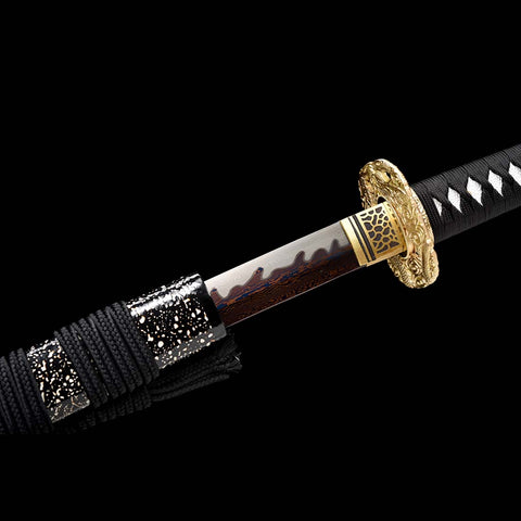Handmade Japanese Samurai Katana, Regulus Sword Folded Steel Full Tang Fire Pattern Grinding Blade Painting Saya-COOLKATANA
