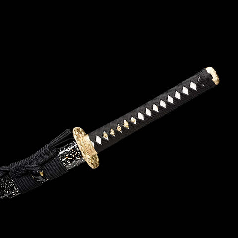 Handmade Japanese Samurai Katana, Regulus Sword Folded Steel Full Tang Fire Pattern Grinding Blade Painting Saya-COOLKATANA