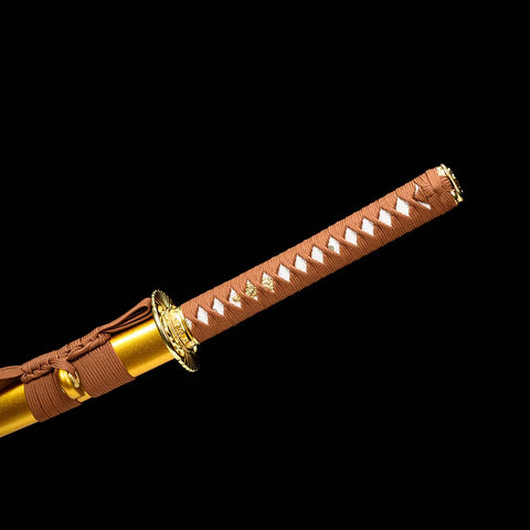 Handmade Japanese Samurai Katana, Red Blade with Bo-hi 9260 Spring Steel Full Tang Clay Tempered-COOLKATANA-QQ-0226-U
