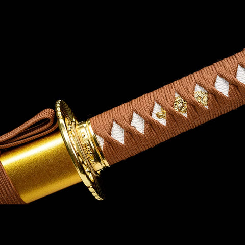 Handmade Japanese Samurai Katana, Red Blade with Bo-hi 9260 Spring Steel Full Tang Clay Tempered-COOLKATANA-QQ-0226-U