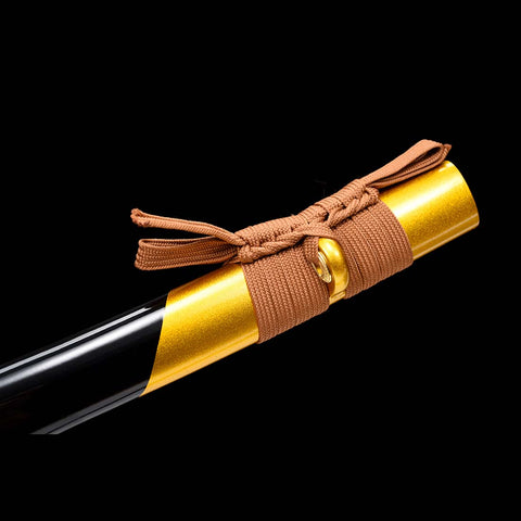 Handmade Japanese Samurai Katana, Red Blade with Bo-hi 9260 Spring Steel Full Tang Clay Tempered-COOLKATANA-QQ-0226-U