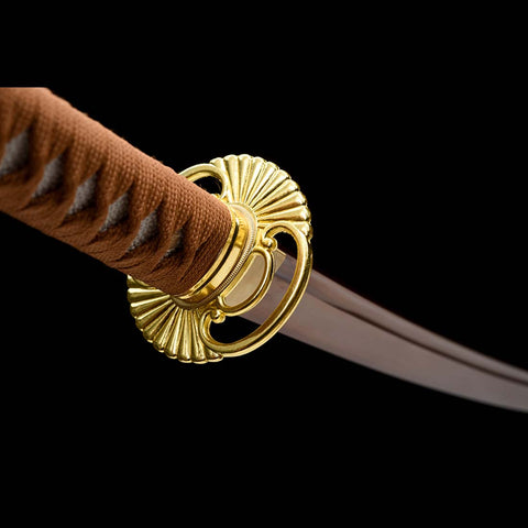 Handmade Japanese Samurai Katana, Red Blade with Bo-hi 9260 Spring Steel Full Tang Clay Tempered-COOLKATANA-QQ-0226-U