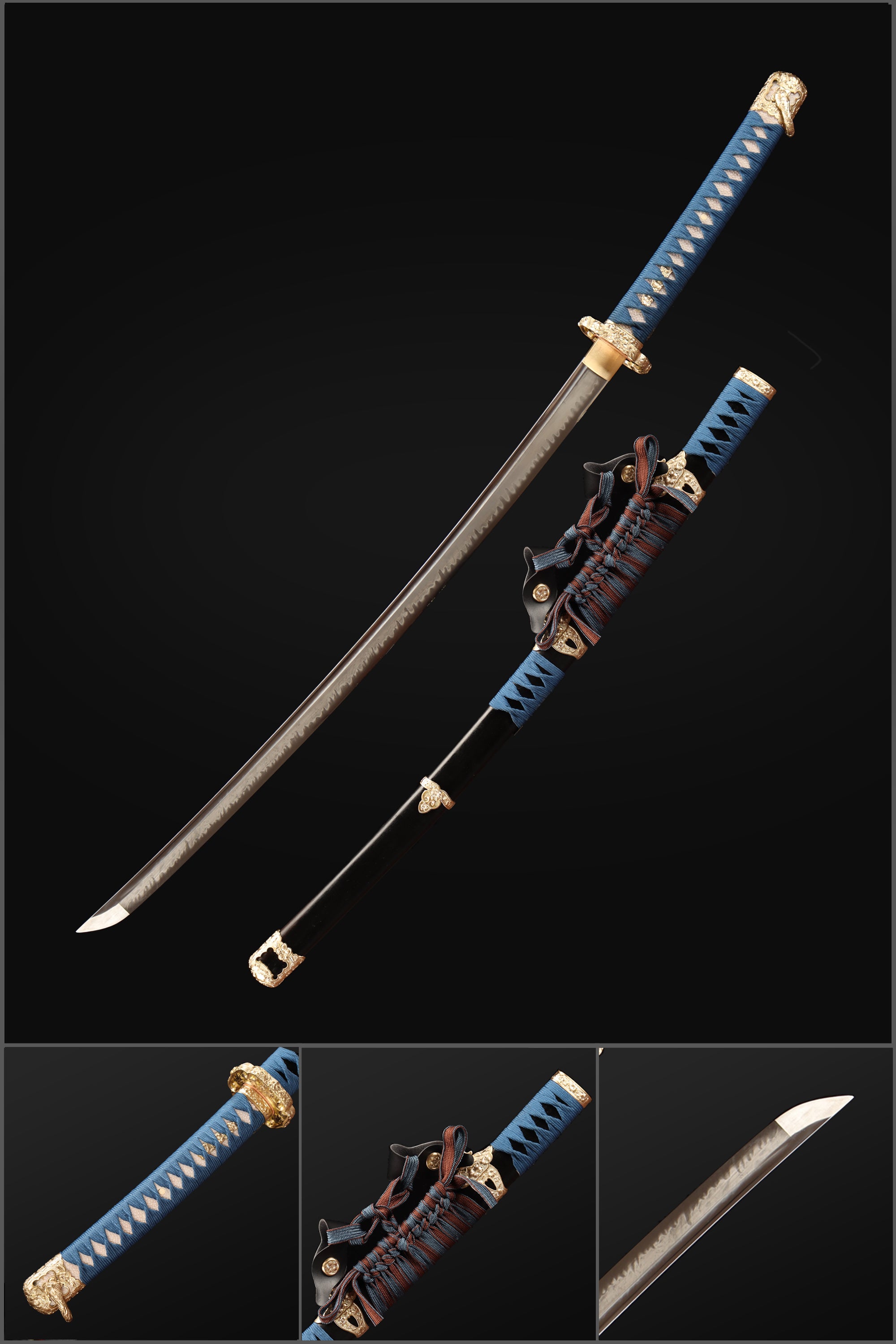 Isso Kodachi Japanese Tachi Sword, Full Tang T10 Steel Blade Isso Kodachi Japanese Tachi Sword, Full Tang T10 Steel Blade