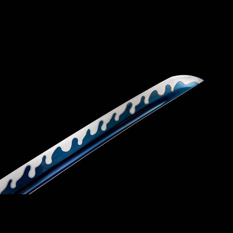 Handmade Japanese Samurai Katana,High Manganese Steel Blue Blade Blue Orange Saya-COOLKATANA-QQ-0228-U