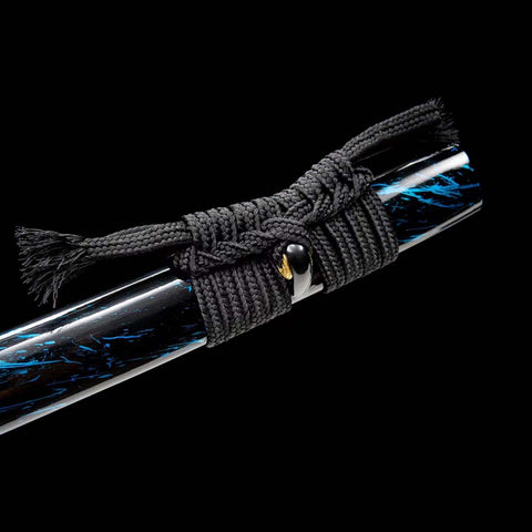 Handmade Japanese Samurai Katana,High Manganese Steel Blue Blade Blue Orange Saya-COOLKATANA