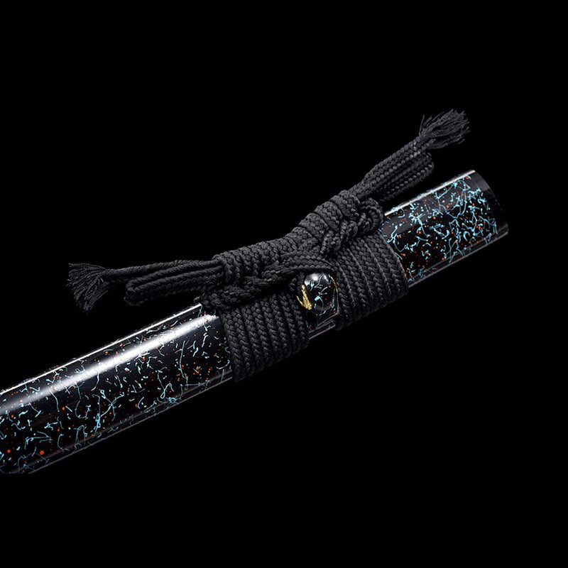 High Manganese Steel Full Tang Blue Japanese Katana Sword with Stripe Saya Python Tusba - COOLKATANA 