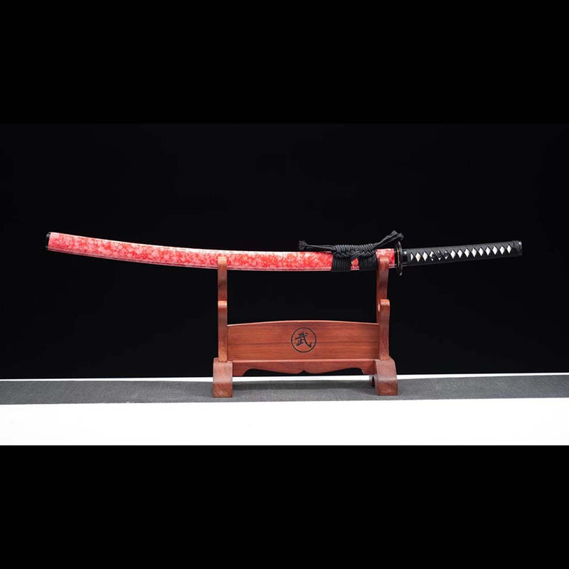 High Manganese Steel Purple Blade Japanese Samurai Katana with Red Thunder Pattern Saya - COOLKATANA 