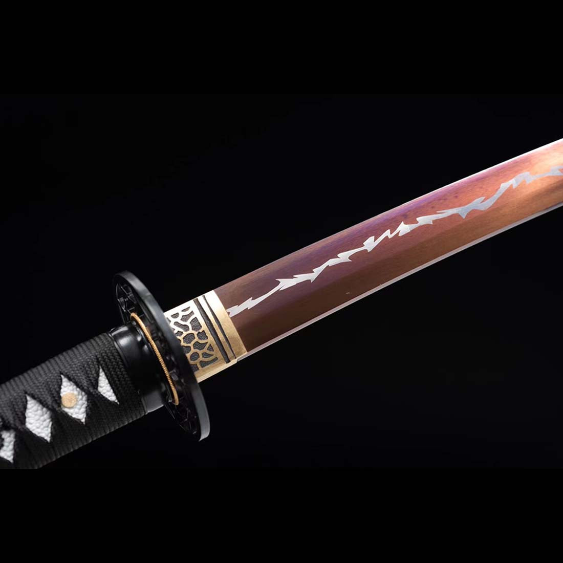 Katana Ripple Pattern High Manganese Steel Purple Blade Japanese Samurai Katana with Red ...
