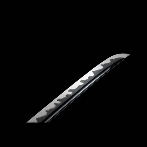 Handmade Japanese Samurai Katana, High manganese Steel Fire Pattern Blade Full Tang Golden Toad Theme Fitting-COOLKATANA-QQ-0246-U