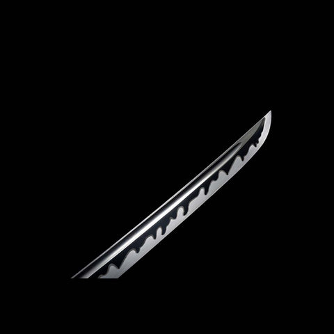 Handmade Japanese Samurai Katana, High manganese Steel Fire Pattern Blade Full Tang Golden Toad Theme Fitting-COOLKATANA-QQ-0246-U