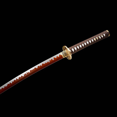 Handmade Japanese Samurai Katana, Ghost Valley Sword High Manganese Steel Full Tang Blade Skeleton Carving Saya-COOLKATANA-QQ-0247-U