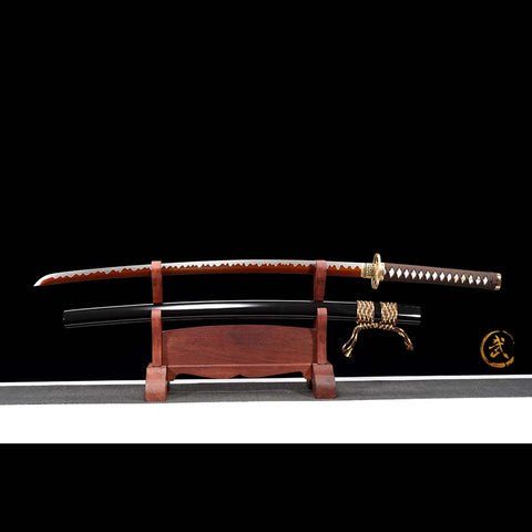 Handmade Japanese Samurai Katana, Ghost Valley Sword High Manganese Steel Full Tang Blade Skeleton Carving Saya-COOLKATANA-QQ-0247-U