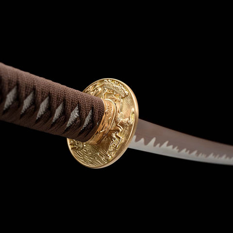 Handmade Japanese Samurai Katana, Ghost Valley Sword High Manganese Steel Full Tang Blade Skeleton Carving Saya-COOLKATANA-QQ-0247-U