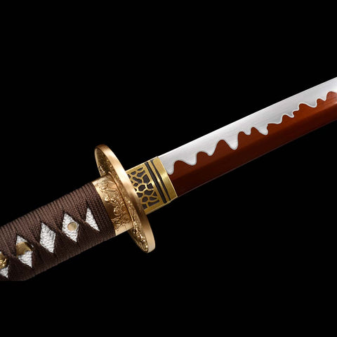 Handmade Japanese Samurai Katana, Ghost Valley Sword High Manganese Steel Full Tang Blade Skeleton Carving Saya-COOLKATANA-QQ-0247-U