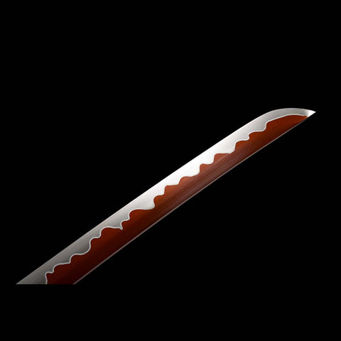 Handmade Japanese Samurai Katana, Ghost Valley Sword High Manganese Steel Full Tang Blade Skeleton Carving Saya-COOLKATANA-QQ-0247-U