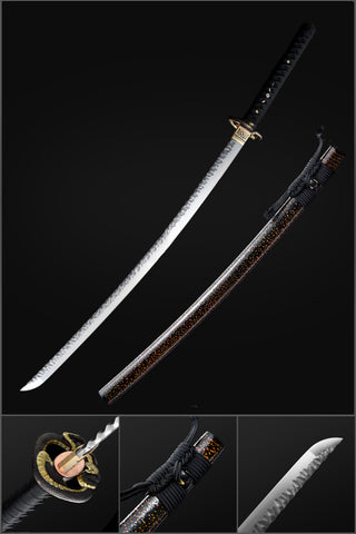 Folded Steel Full Tang Snake Pattern Sword, Japanese Katana Sword with ...