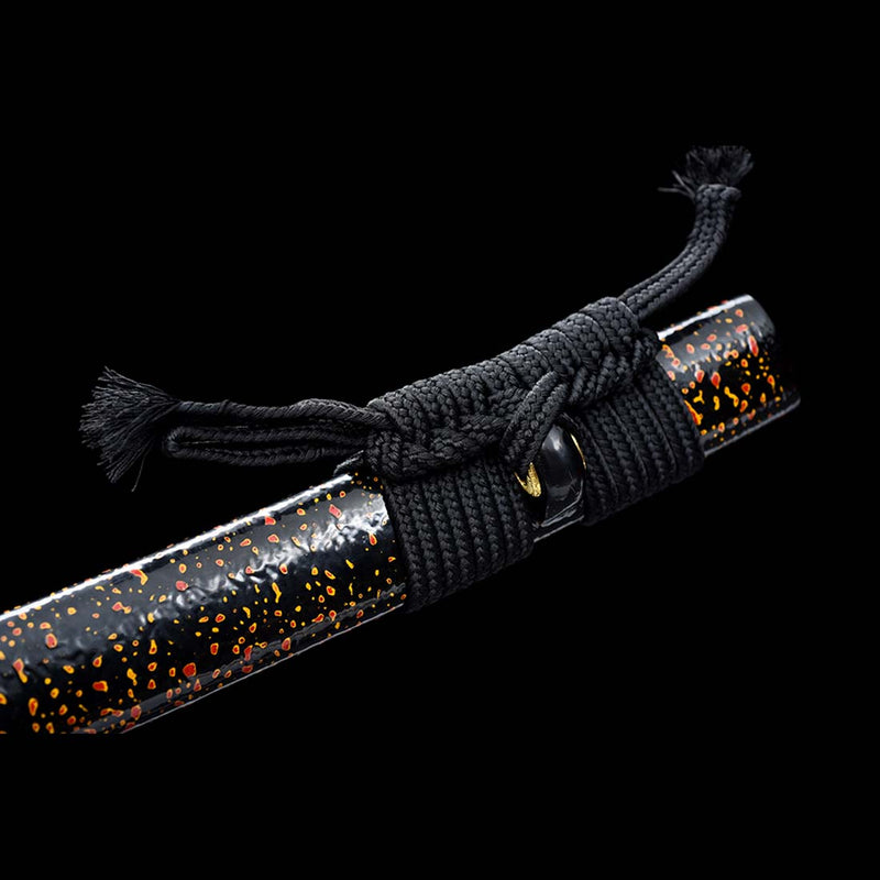 Folded Steel Full Tang Snake Pattern Sword, Japanese Katana Sword with Snake Accessories - COOLKATANA 