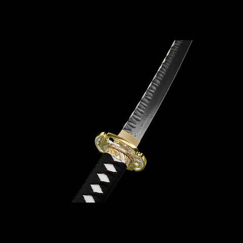 Handmade Japanese Samurai Katana, Folded Steel Blade Full Tang Hand Carved Dragon Pattern Saya and Fitting-COOLKATANA-QQ-0242-U