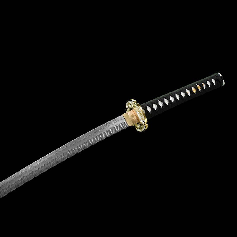 Folded Steel Blade Full Tang Japanese Samurai Katana with Dragon Pattern Saya and Fitting - COOLKATANA 