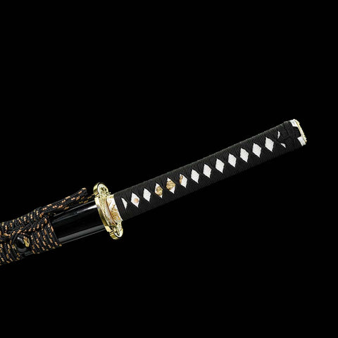 Handmade Japanese Samurai Katana, Folded Steel Blade Full Tang Hand Carved Dragon Pattern Saya and Fitting-COOLKATANA