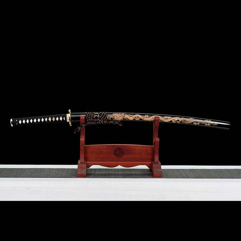 Folded Steel Blade Full Tang Dragon Katana for Sale-QQ-0242-U
