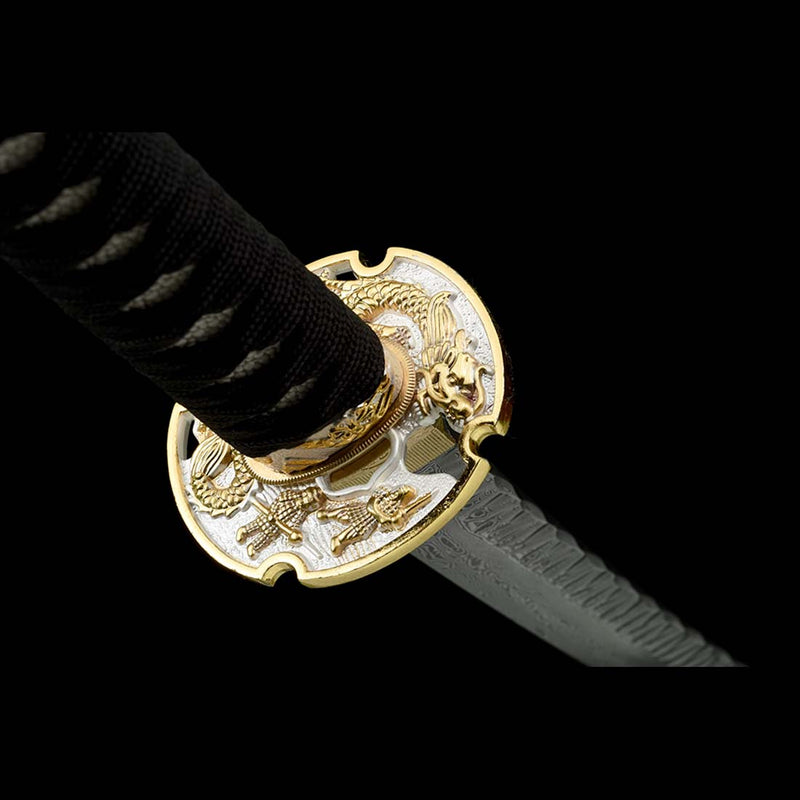 Folded Steel Blade Full Tang Japanese Samurai Katana with Dragon ...