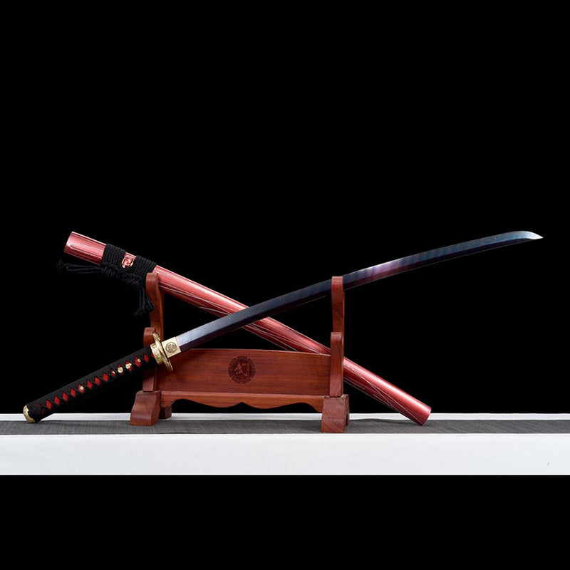 Naraka Bladepoint Folded Steel Buling Full Tang Japanese Samurai Katana with Copper Carving Fitting - COOLKATANA 