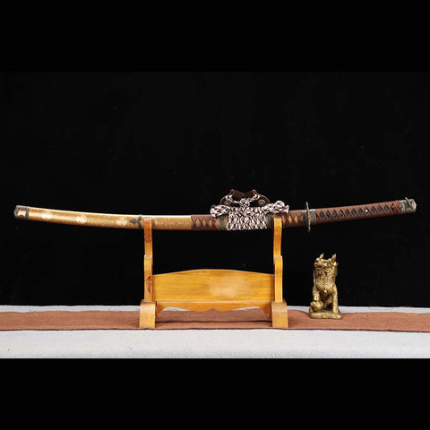 Handmade Japanese Tachi Sword, Oda Nobunaga Sword T10 Steel Clay Tempered Cypress Saya-COOLKATANA