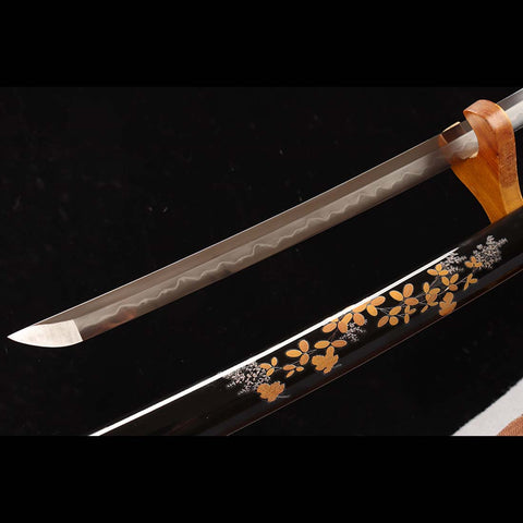 Hand Forged Japanese Katana Sword, Gotamasi Sword T10 Steel Clay Tempered Grinding Blade Brass Saya-COOLKATANA