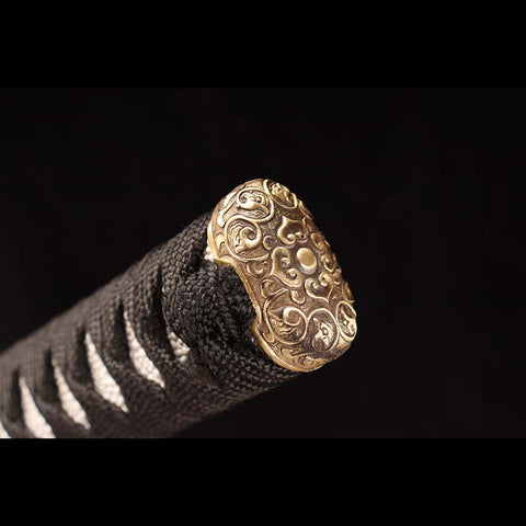 Hand Forged Japanese Katana Sword, Gotamasi Sword T10 Steel Clay Tempered Grinding Blade Brass Saya-COOLKATANA-QQ-0211-U
