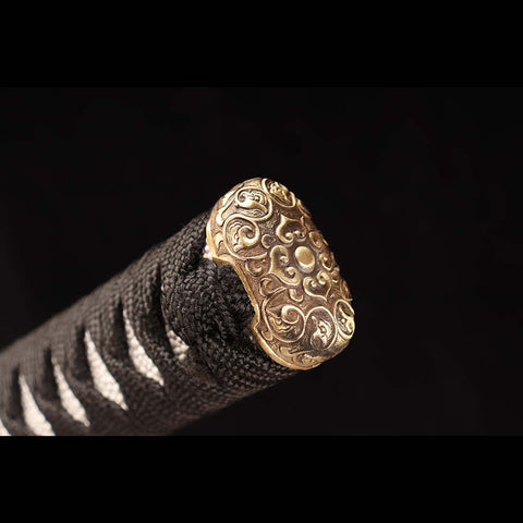 Hand Forged Japanese Katana Sword, Gotamasi Sword T10 Steel Clay Tempered Grinding Blade Brass Saya-COOLKATANA