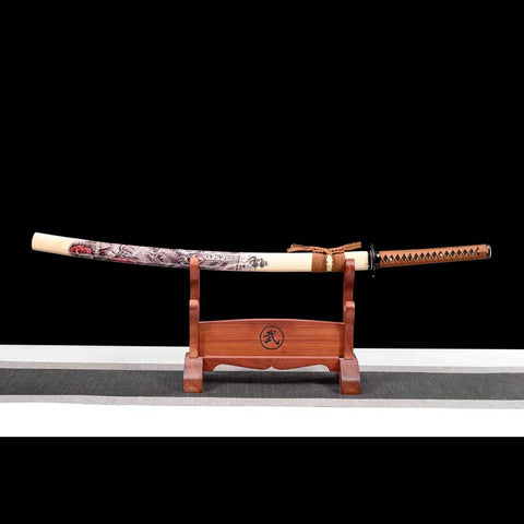 Handmade Japanese Samurai Katana, T10 Steel Mirrorlike Blade with Bo-hi Full Tang Dragon Samurai Saya-COOLKATANA