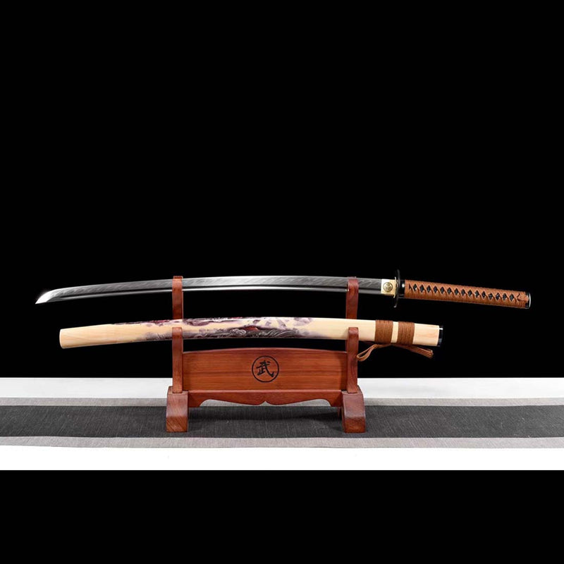 T10 Steel Mirrorlike Blade Japanese Samurai Katana with Bo-hi Full Tang Dragon Samurai Saya - COOLKATANA 