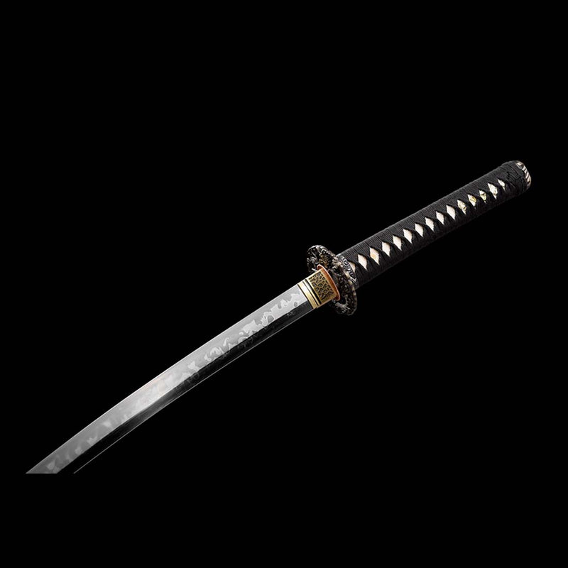 T10 Steel Blade Japanese Samurai Katana, Hitatsura Hamon Green Hardwood Saya - COOLKATANA 