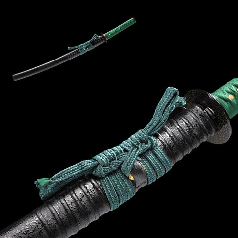Handmade Japanese Samurai Wakizashi Sword Folded Steel Black Blade Full Tang-COOLKATANA-SL-1239-U