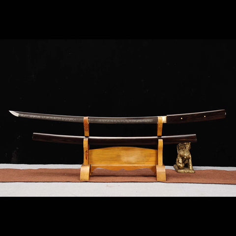 Handmade Japanese Shirasaya Sword, Ronin Sword 1095 High Carbon Steel, Full Tang Ebony Saya-COOLKATANA
