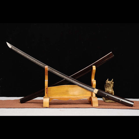 Handmade Japanese Shirasaya Sword, Ronin Sword 1095 High Carbon Steel, Full Tang Ebony Saya-COOLKATANA