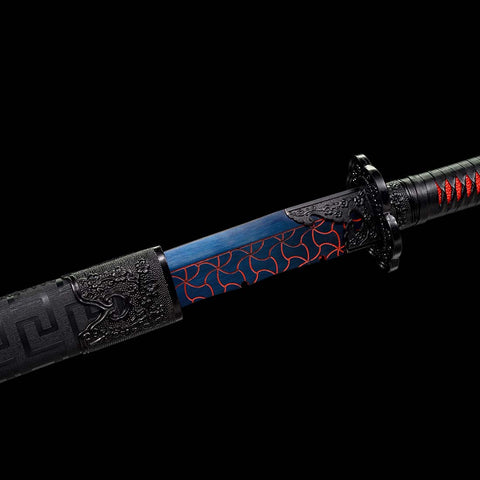Quenched Blue Burnt Flower Blade Samurai Sword