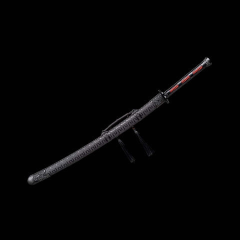Handmade Quenched Blue Burnt Flower Blade Katana Sword Spring Steel Samurai Sword Full Tang-COOLKATANA