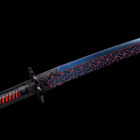 Hand-forged Quenched Blue Burnt Flower Blade Katana Sword