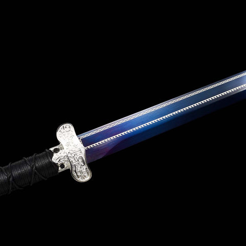 Quenched Blue Flower Blade Full Tang Samurai Katana Sword-QQ-0120-U