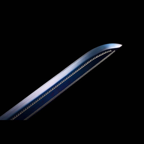 Handmade Samurai Katana Sword Quenched Blue Blade Flower Blade Spring Steel Full Tang-COOLKATANA-QQ-0120-U