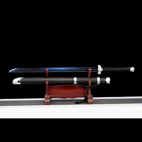 Quenched Blue Blade Flower Blade Spring Steel Full Tang Samurai Katana Sword Replica-QQ-0120-U