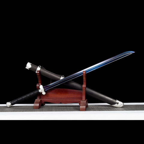 Quenched Blue Blade Flower Blade Spring Steel Full Tang Samurai Katana Sword-QQ-0120-U