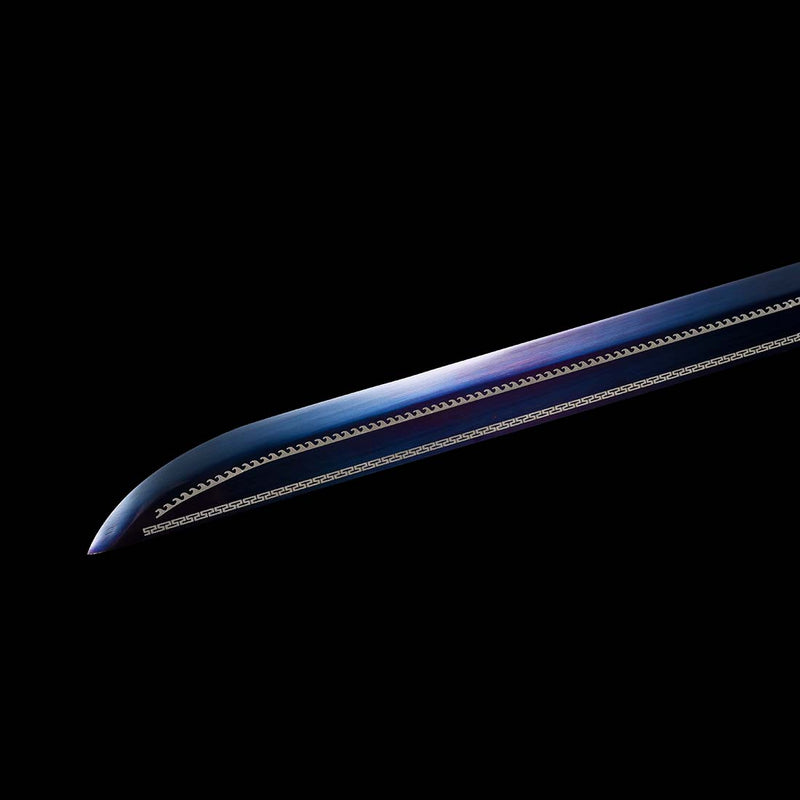 Quenched Blue Blade Flower Blade Spring Steel Full Tang Samurai Katana Sword - COOLKATANA 