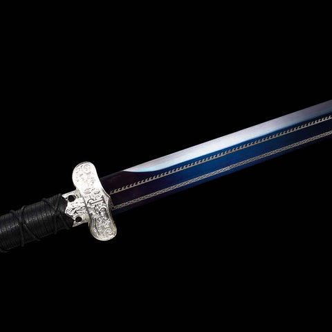 Hand-forged Quenched Blue Flower Blade Spring Steel Full Tang Samurai Katana Sword