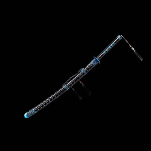 Handmade Spring Steel Katana Sword, Quenched Blue Engrave Blade Samurai Sword, Full Tang, Petals Tsuba-COOLKATANA-QQ-0119-U