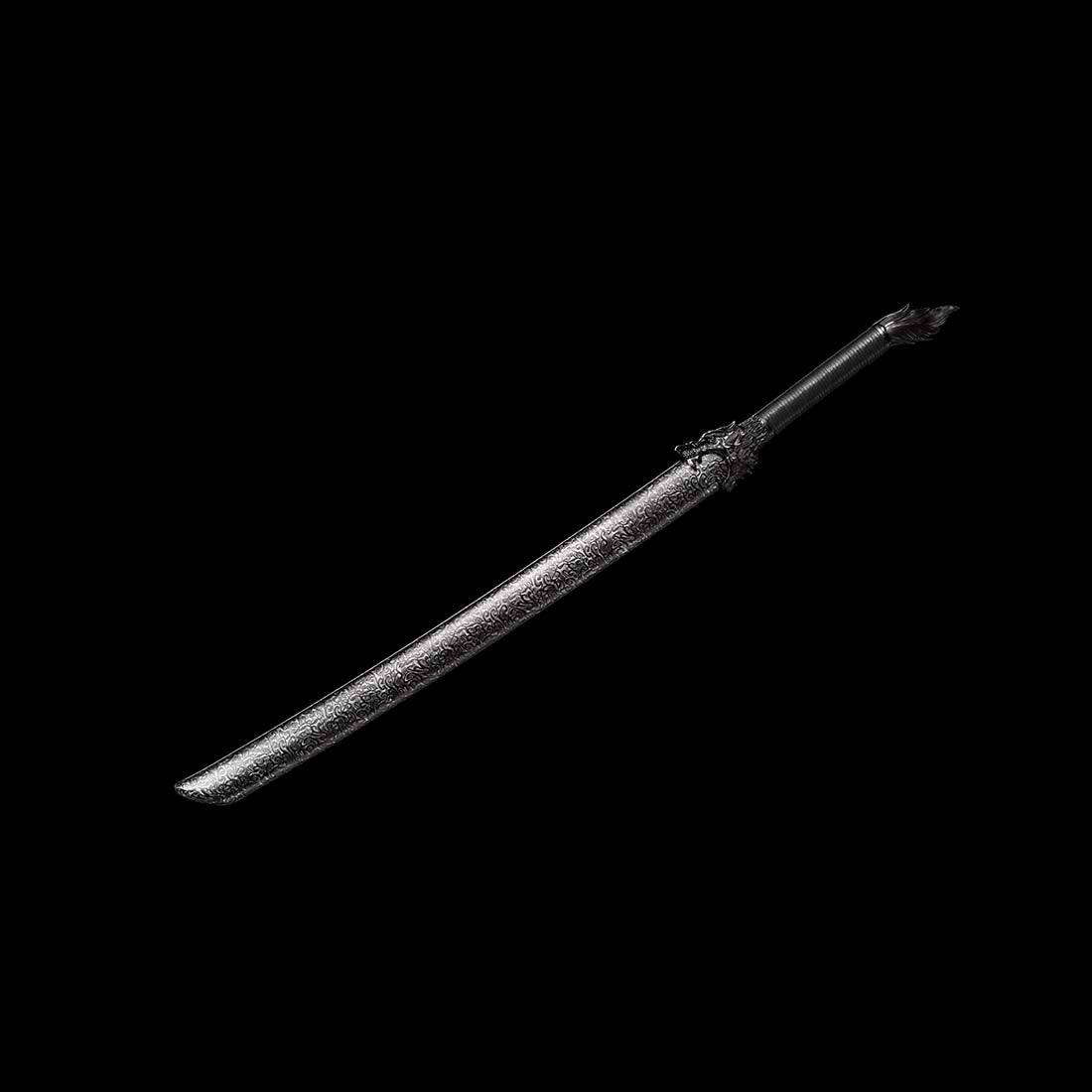 Spring Steel Patterned Full Tang Samurai Katana Sword Hardwood+Leather