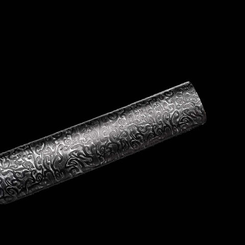 Handmade Spring Steel Samurai Katana Sword Patterned Full Tang Blade Hardwood+Leather Saya-COOLKATANA-QQ-0121-U