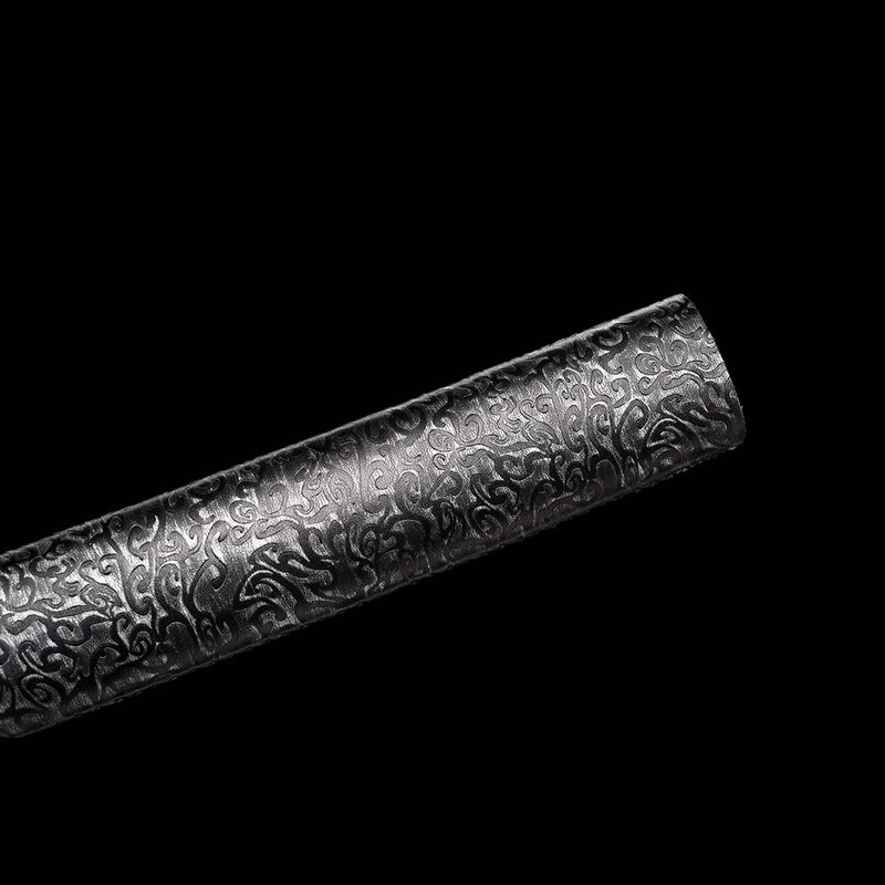 Steel Spring Tang's Spring Steel Patterned Full Tang Samurai Katana Sword Hardwood+Leather ...